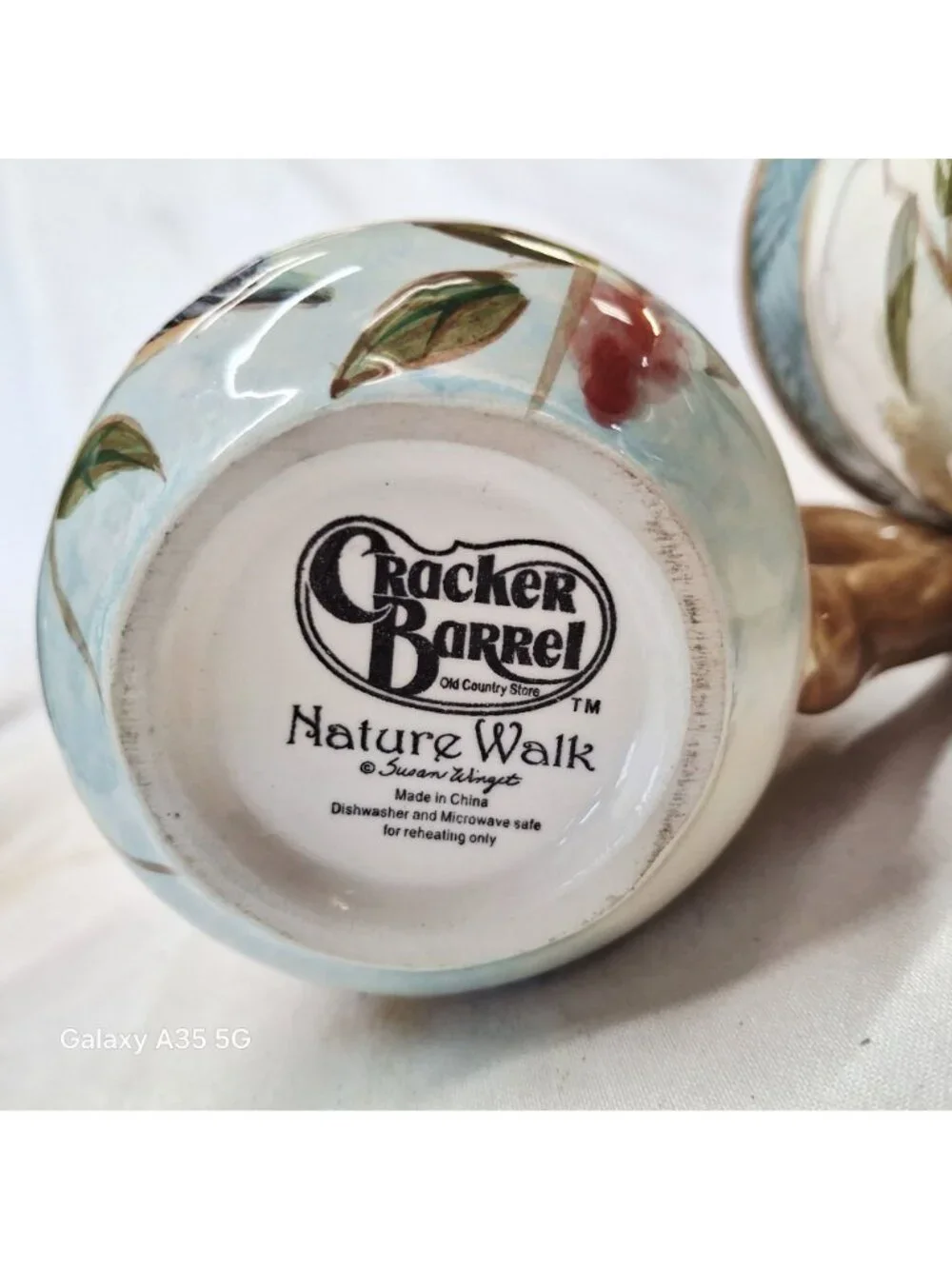 Set Of 2 Cracker Barrel Nature Walk Ceramic Bird Handle Mugs Dishwasher & Microw